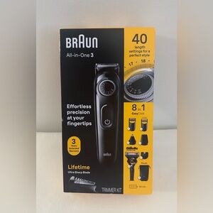 Braun All-in-One 3 Beard & Hair Trimmer Kit – NEW Sealed – 40 Length Settings